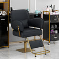 Elegant Barber Chair,Salon Chair For Hair Stylis,With Heavy Duty Hydraulic Pump Adjustable Barber Chair For Beauty Salon Spa Equipment,Black Golden Black Modern Metal