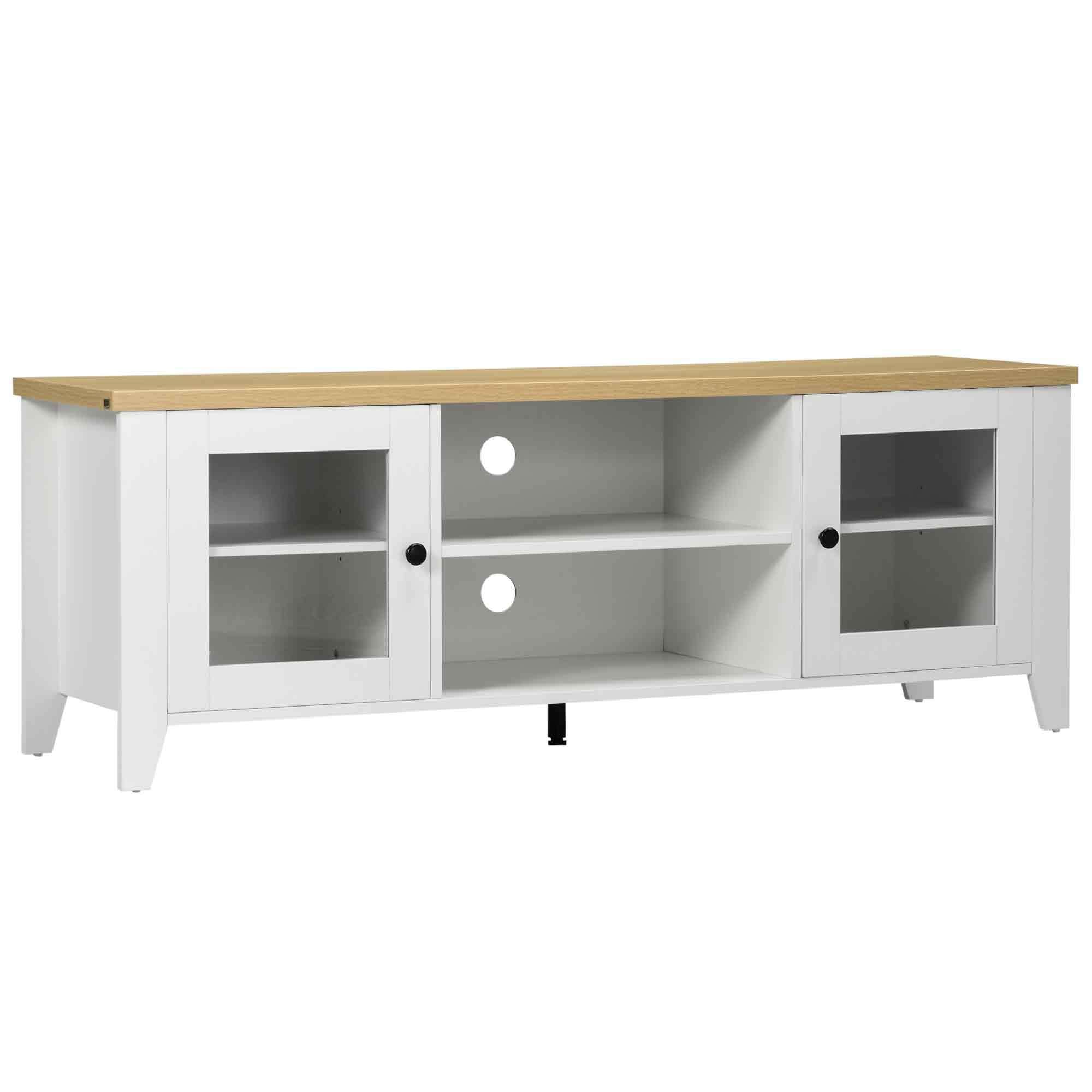 Homcom Modern Tv Stand, Entertainment Center With Shelves And Cabinets For Flatscreen Tvs Up To 60" For Bedroom, Living Room, White White Mdf