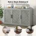 3 Door Large Storage Retro Sideboard With Adjustable Shelves And Black Handles For Kitchen, Dining Room And Living Room Antique Gray Antique Gray Solid Wood Mdf