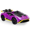 12V Battery Powered Ride On Car For Kids, Licensed Lamborghini, Remote Control Toy Vehicle With Music Player, Led Light, 2 Driving Modes,Purple Purple Polypropylene