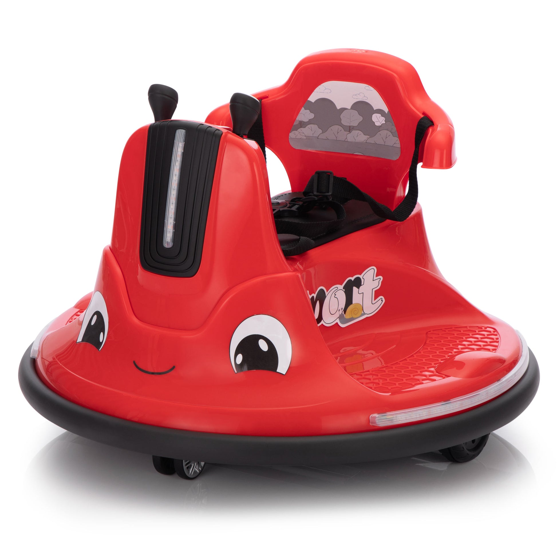 12V Snail Shaped Kids Electric Bumper Car With Remote Control, Ride On Car With Led Lights, Music, 360 Degree Rotate, Toddler Race Toys, 3 8 Years Old Black Red Polypropylene