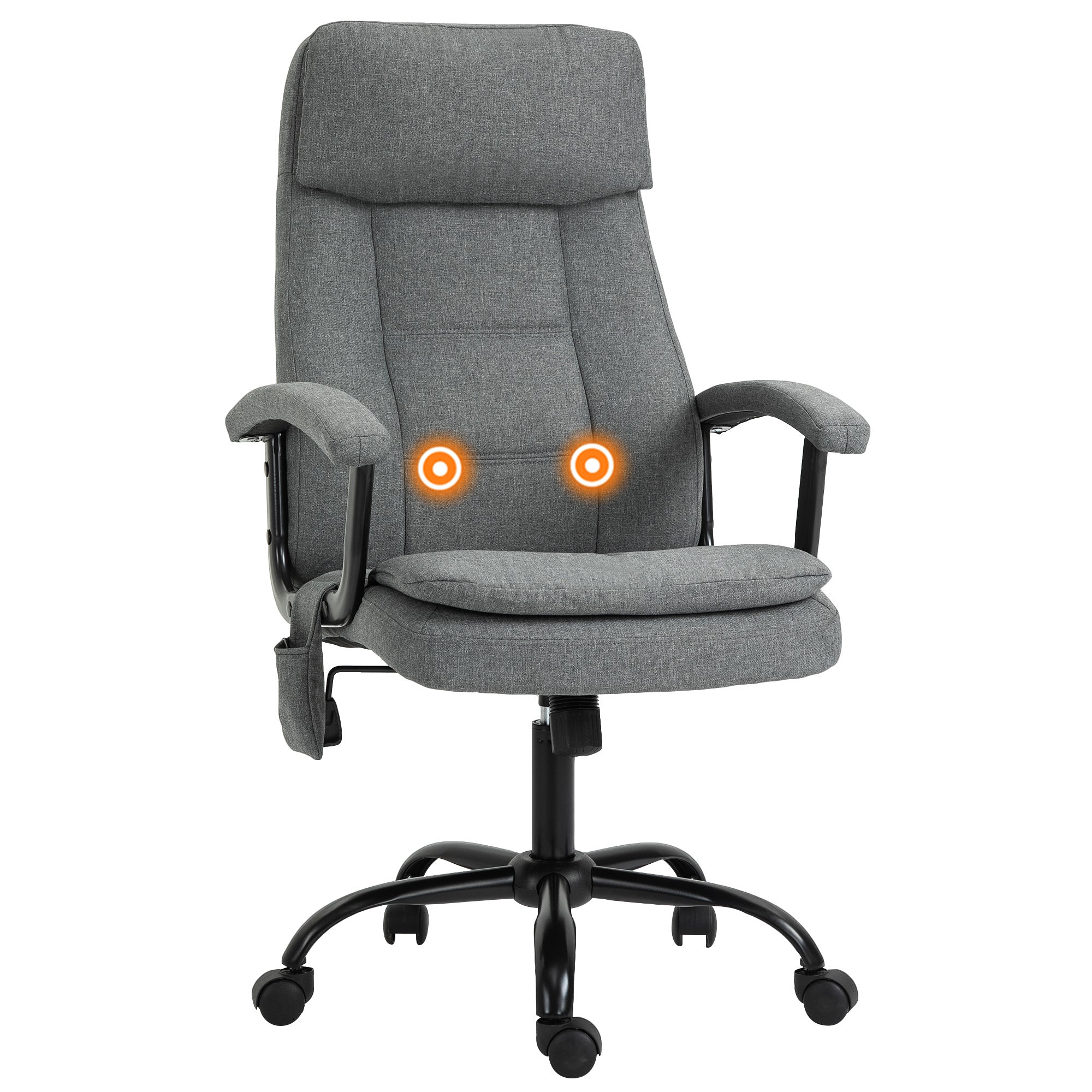 Vinsetto Executive Massage Office Chair With 2 Point Lumbar Massage, Usb Power, Adjustable Height, Padded Headrest, Armrest, Grey Gray Polyester