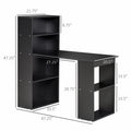 Homcom Modern Home Office Desk With 6 Tier Storage Shelves, 47