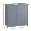 Homcom Under Sink Bathroom Cabinet With 2 Doors And Shelf, Pedestal Sink Bathroom Vanity Cabinet, Gray Gray Mdf