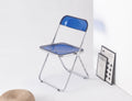 Blue Clear Transparent Folding Chair Chair Pc Plastic Living Room Seat Zdy Lan 2 Blue Steel