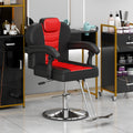 Classic Reclining Barber Chair Salon Chair For Hair Stylist With Heavy Duty Hydraulic Pump, 360 Rotation, Tattoo Chair Shampoo Beauty Salon Equipment, Max Load Weight 330 Lbs, Red & Black Red Black Metal