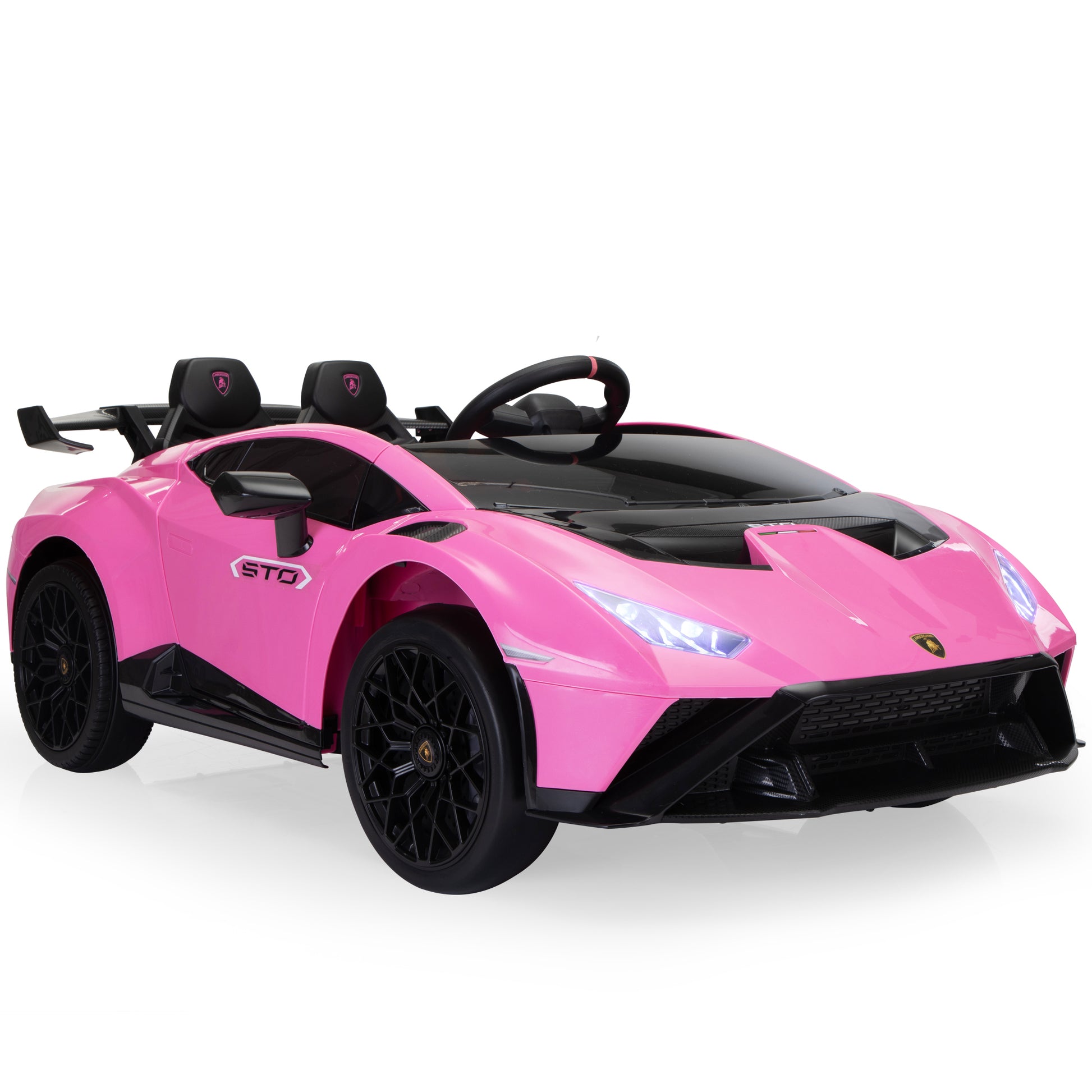 Licensed Lamborghini 24V Kids Electric Car, Battery Powered Sports Car W 2.4G Remote Control, Led Lights, Music, Usb, High Low Speed, Drifting, Gift For Children 3 8 Pink Polypropylene