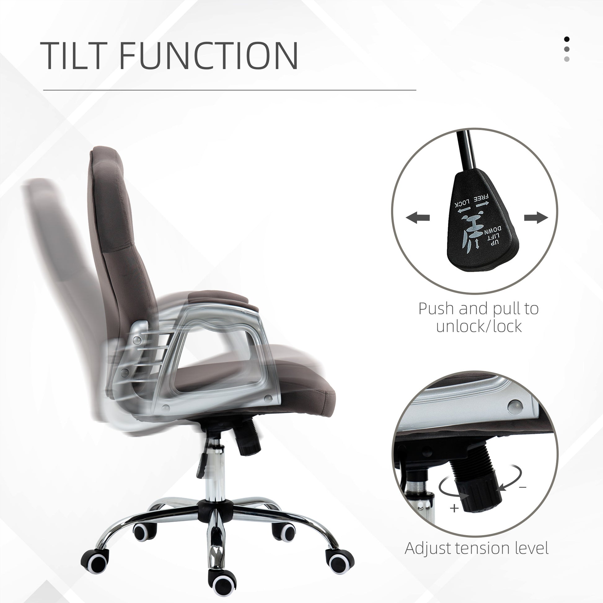 Vinsetto Home Office Chair, Velvet Computer Chair, Button Tufted Desk Chair With Swivel Wheels, Adjustable Height, And Tilt Function, Dark Gray Gray Polyester