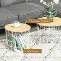 Homcom End Tables Set Of 2, Nesting Tables With Storage, Round Accent Side Tables With Removable Top For Living Room, Bedroom, White Natural White Mdf