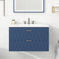 30'' Wall Mounted Bathroom Vanity With Resin Sink,Floating Bathroom Storage Cabinet With 2 Drawers, Solid Wood Bathroom Cabinet 2 Navy Blue Stain Resistant Bathroom Wall Mounted Solid Wood Mdf Resin Painted