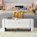 Oval Ottoman Storage Bench Chenille Fabric Bench With Large Storage Space For The Living Room, Entryway And Bedroom,Cream White Cream White Bedroom American Design,American Traditional Polyurethane Foam Chenille