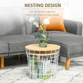 Homcom End Tables Set Of 2, Nesting Tables With Storage, Round Accent Side Tables With Removable Top For Living Room, Bedroom, White Natural White Mdf