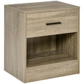 Homcom Side Table, Small End Table With Storage Shelf And Drawer, Modern Bedside Table For Bedroom Or Living Room, Gray Wood Grain Gray Particle Board