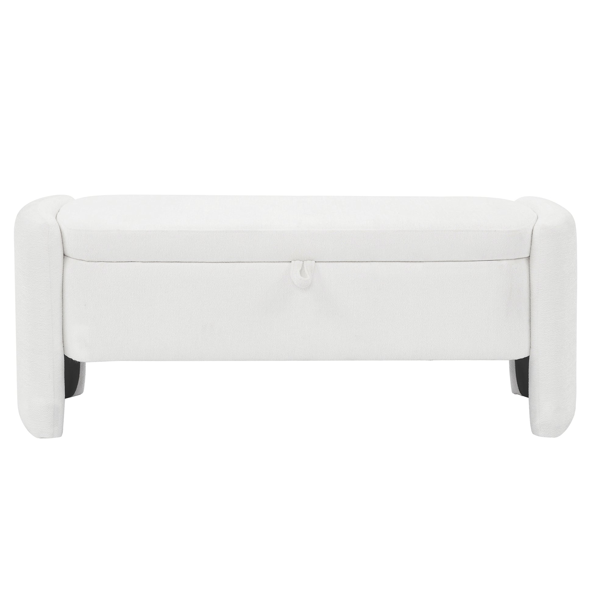 Oval Ottoman Storage Bench Chenille Fabric Bench With Large Storage Space For The Living Room, Entryway And Bedroom,Cream White Cream White Bedroom American Design,American Traditional Polyurethane Foam Chenille