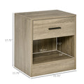 Homcom Side Table, Small End Table With Storage Shelf And Drawer, Modern Bedside Table For Bedroom Or Living Room, Gray Wood Grain Gray Particle Board