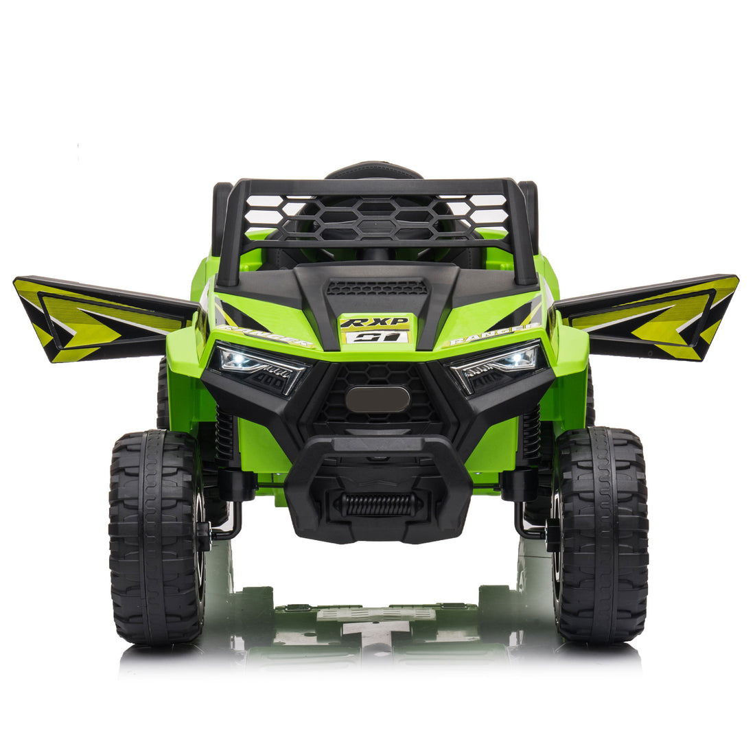 12V Kids Ride On Mini Utv, Electric Car With Front Led Lights And Horn, Single Seat With A Safety Belt, Forward Reverse Function Green Polypropylene