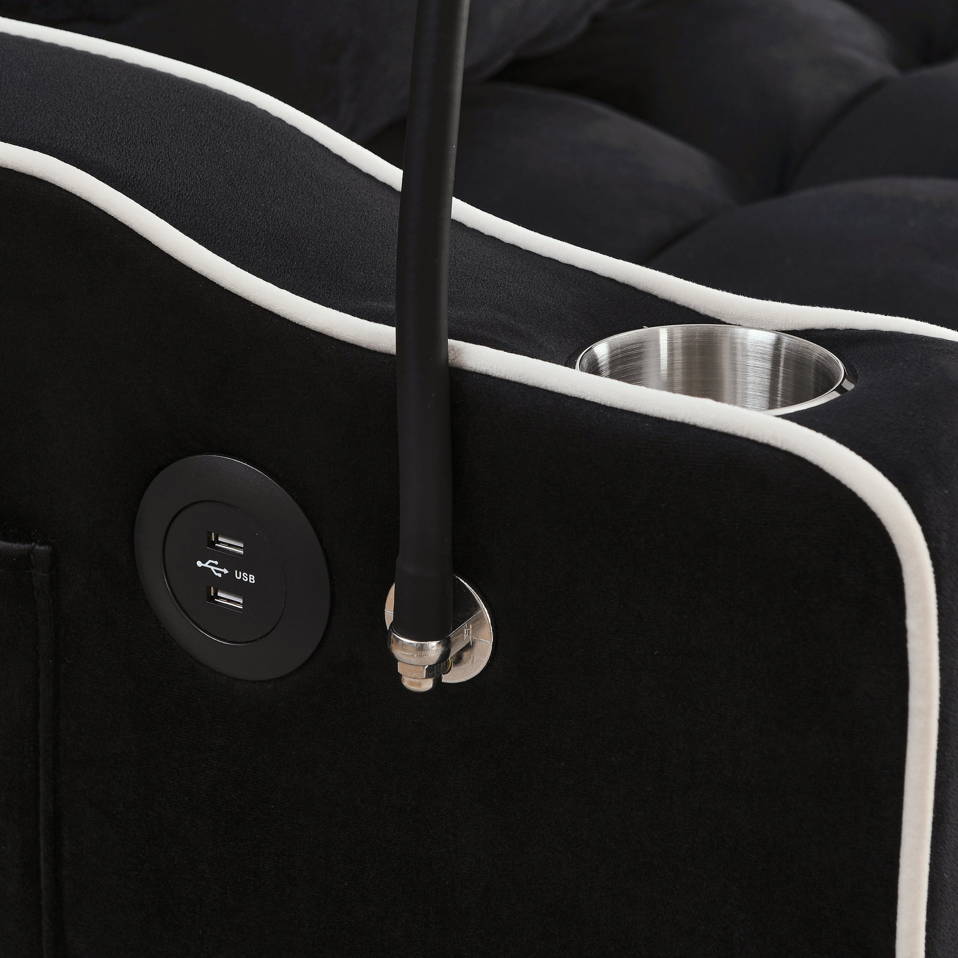 55.51 Inch Versatile Foldable Sofa Bed In 3 Lengths, Modern Sofa Sofa Sofa Velvet Pull Out Bed, Adjustable Back And With Usb Port And Ashtray And Swivel Phone Stand Black Black Velvet Wood Primary Living Space Medium Soft Cushion Back Delicate Duty