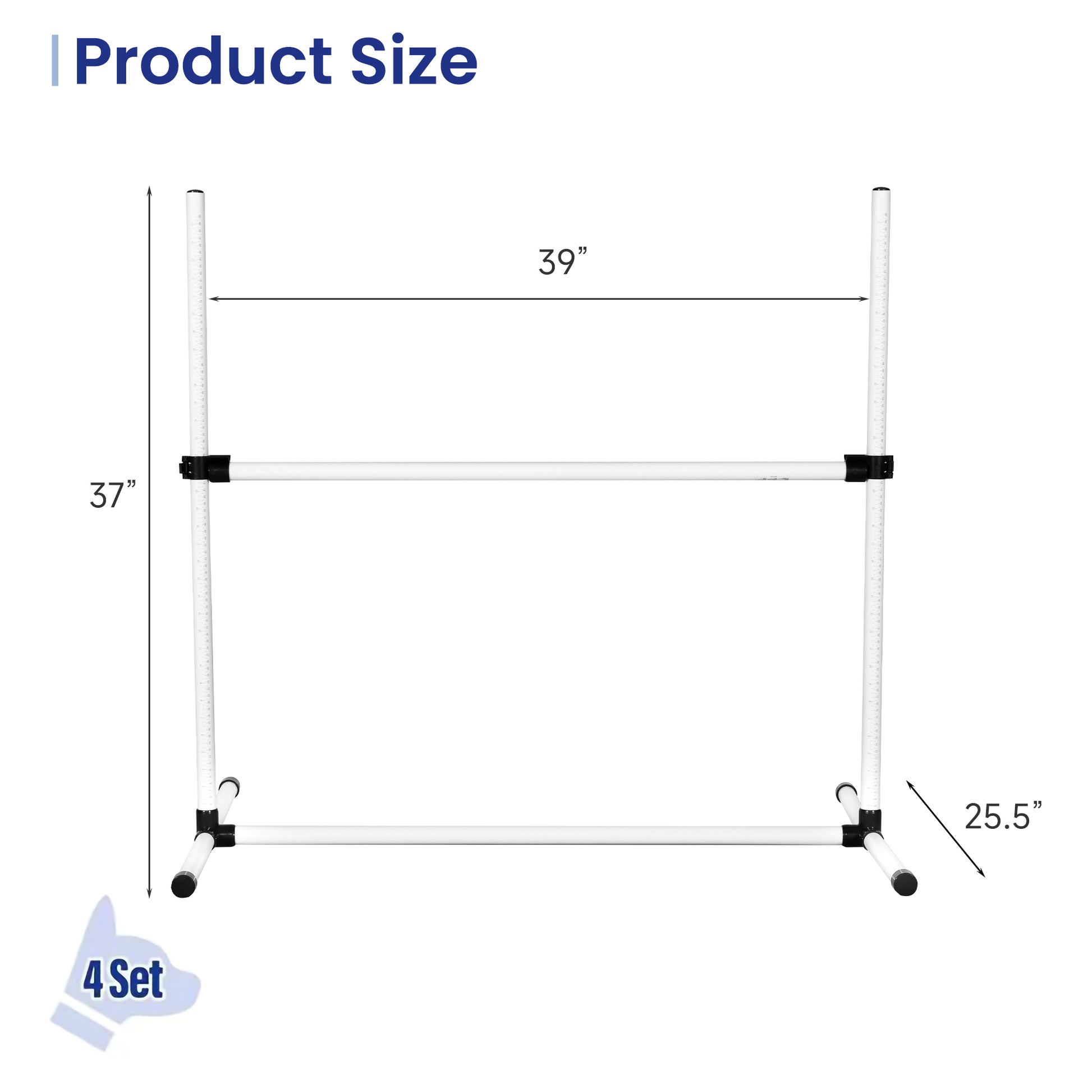 4 Pack Adjustable Dog Agility Jumps With Carry Bag Exercise Dog Jumping Hurdles For Indoor Outdoor Dog Agility Course Game, White White Plastic Indoor & Outdoor Use