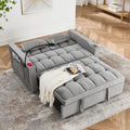 55.51 Inch Versatile Foldable Sofa Bed In 3 Lengths, Modern Sofa Sofa Sofa Velvet Pull Out Bed, Adjustable Back And With Usb Port And Ashtray And Swivel Phone Stand Grey Grey Velvet Wood Primary Living Space Medium Soft Cushion Back Delicate Duty