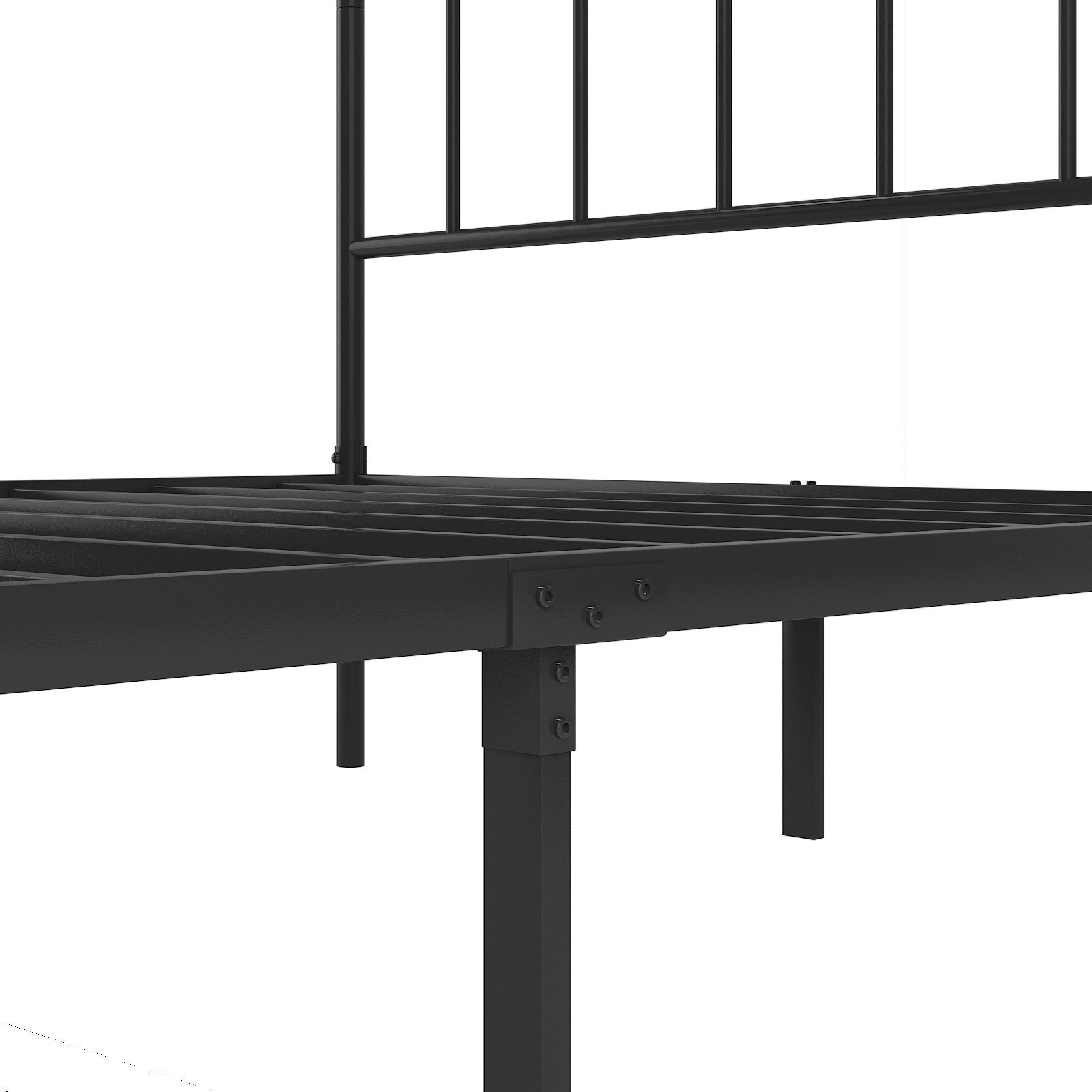 Metal Platform Bed Frame With Headboard, Sturdy Metal Frame, No Box Spring Needed King King Black Iron