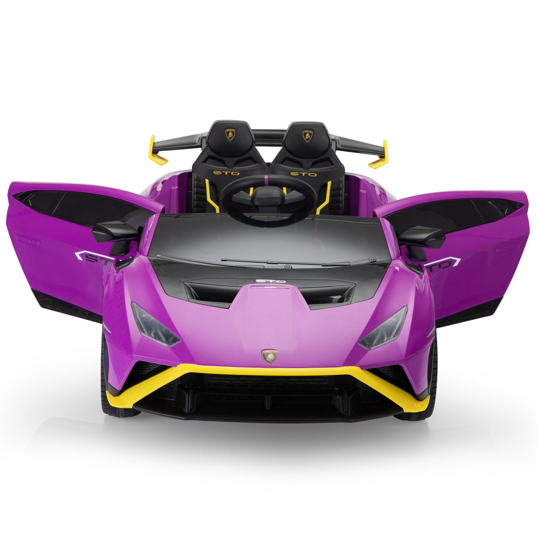 12V Battery Powered Ride On Car For Kids, Licensed Lamborghini, Remote Control Toy Vehicle With Music Player, Led Light, 2 Driving Modes,Purple Purple Polypropylene