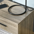 Homcom Side Table, Small End Table With Storage Shelf And Drawer, Modern Bedside Table For Bedroom Or Living Room, Gray Wood Grain Gray Particle Board