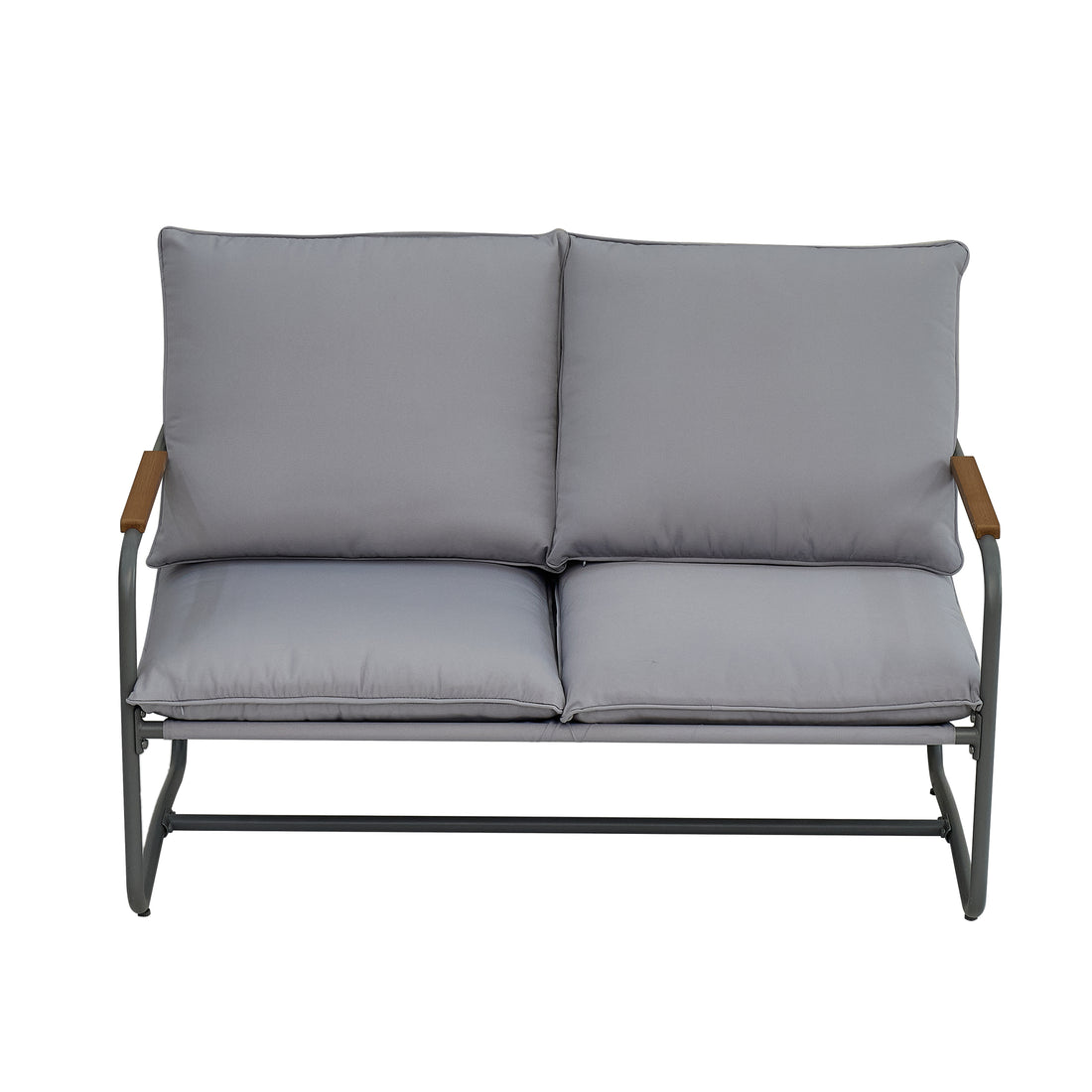 4 Piece Outdoor Patio Furniture Sets, Patio Conversation Set With Removable Seating Cushion, Courtyard Patio Set For Home, Yard, Poolside Gray Aluminum