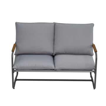 4 Piece Outdoor Patio Furniture Sets, Patio Conversation Set With Removable Seating Cushion, Courtyard Patio Set For Home, Yard, Poolside Gray Aluminum