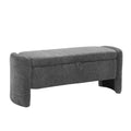 Ottoman Oval Storage Bench Chenille Fabric Bench With Large Storage Space For The Living Room, Entryway And Bedroom,Gray Cushioned Grey Vanity Stools Bedroom Black American Design,American Traditional Wood Shoe Storage Polyurethane Foam Chenille