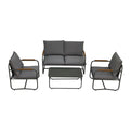 4 Piece Outdoor Patio Furniture Sets, Patio Conversation Set With Removable Seating Cushion, Courtyard Patio Set For Home, Yard, Poolside Grey Gray Aluminum