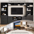 4 Piece Entertainment Wall Unit With 13 Shelves,8 Drawers And 2 Cabinets, Multifunctional Tv Stand Media Storage Cabinet With Fluted Line Surface For Living Room, For Tvs Up To 70