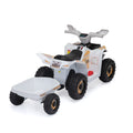 6V Kids Electric Atv, Toddler Ride On Car With Trailer, Music, Bluetooth And Power Display For Boys And Girls, White White Polypropylene