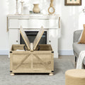 Homcom Farmhouse Coffee Table With Storage, Square Coffee Table For Living Room, Wooden Center Table With Hinged Lift Top And Hidden Space, Oak Natural Particle Board