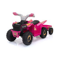 6V Kids Electric Atv, Toddler Ride On Car With Trailer, Music, Bluetooth And Power Display For Boys And Girls, Rosy Rose Polypropylene