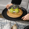 Homcom Nesting Coffee Tables, Round Coffee Table Set Of 2 With Steel Wired Basket Body And Removable Top, Stacking End Tables Blanket Storage For Living Room, Black Black Steel