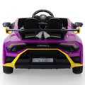 12V Battery Powered Ride On Car For Kids, Licensed Lamborghini, Remote Control Toy Vehicle With Music Player, Led Light, 2 Driving Modes,Purple Purple Polypropylene