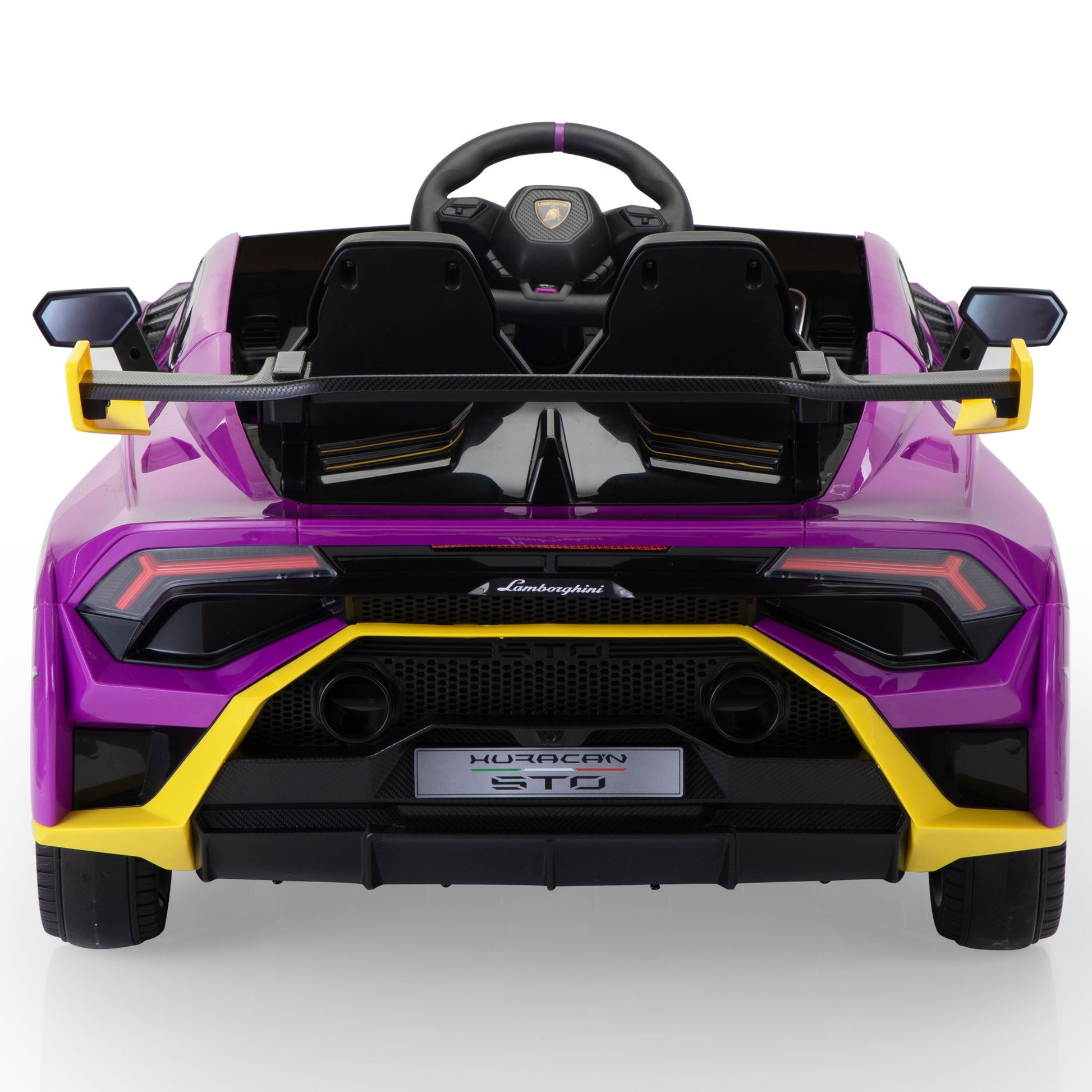 12V Battery Powered Ride On Car For Kids, Licensed Lamborghini, Remote Control Toy Vehicle With Music Player, Led Light, 2 Driving Modes,Purple Purple Polypropylene