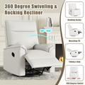 360 Degree Swivel Upholstered Manual Recliner Chair Theater Recliner Sofa Nursery Glider Rocker For Living Room, Beige Beige Foam Linen