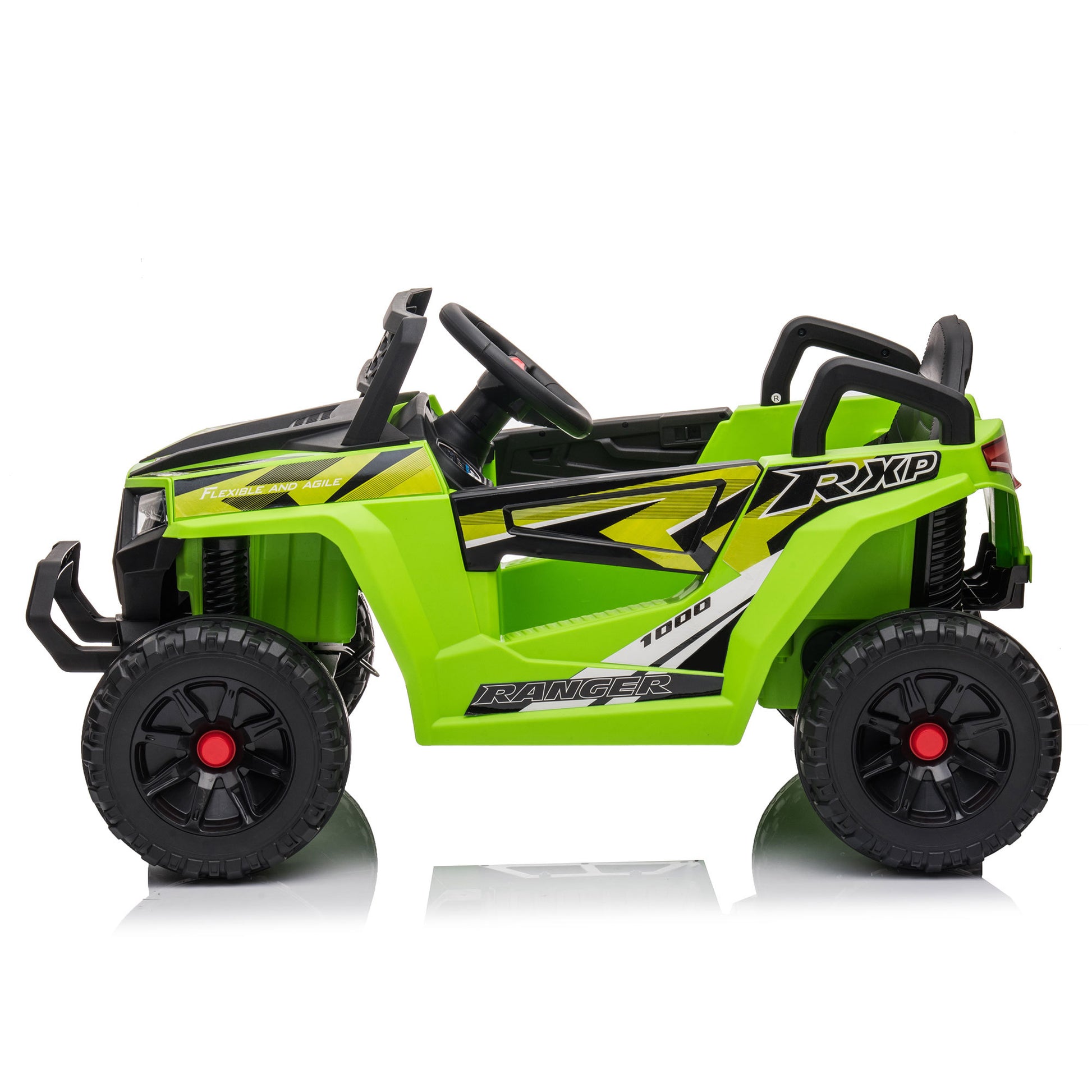 12V Kids Ride On Mini Utv, Electric Car With Front Led Lights And Horn, Single Seat With A Safety Belt, Forward Reverse Function Green Polypropylene