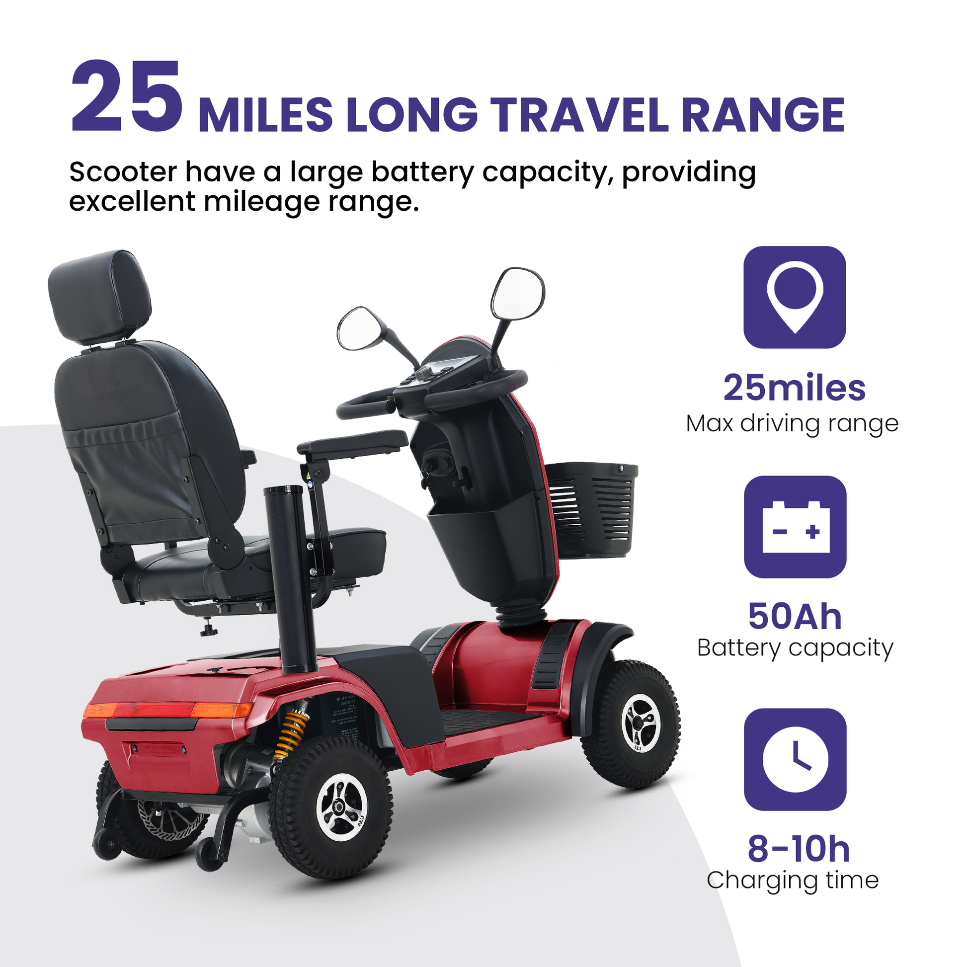 S500 Red Heavy Duty Mobility Scooter Red Metal