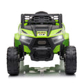 12V Kids Ride On Mini Utv, Electric Car With Front Led Lights And Horn, Single Seat With A Safety Belt, Forward Reverse Function Green Polypropylene