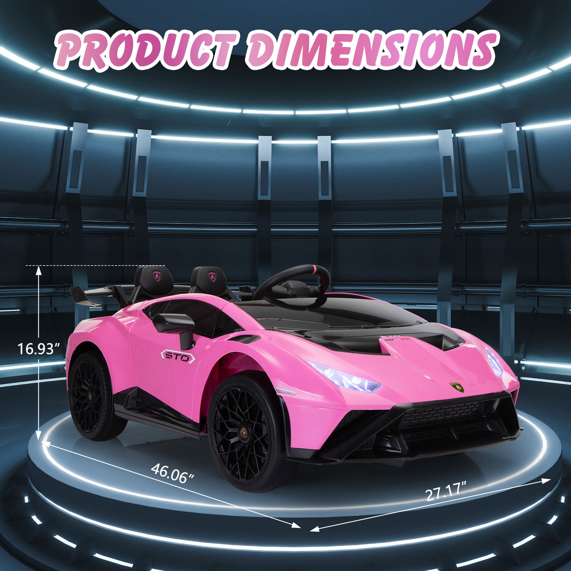 Licensed Lamborghini 24V Kids Electric Car, Battery Powered Sports Car W 2.4G Remote Control, Led Lights, Music, Usb, High Low Speed, Drifting, Gift For Children 3 8 Pink Polypropylene