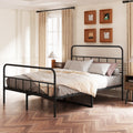 Metal Platform Bed Frame With Headboard, Sturdy Metal Frame, No Box Spring Needed Queen Queen Black Iron