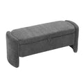 Ottoman Oval Storage Bench Chenille Fabric Bench With Large Storage Space For The Living Room, Entryway And Bedroom,Gray Cushioned Grey Vanity Stools Bedroom Black American Design,American Traditional Wood Shoe Storage Polyurethane Foam Chenille