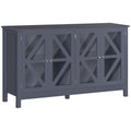 Homcom Sideboard, Buffet Cabinet With Tempered Glass Doors And Adjustable Storage Shelf, Credenza, Grey Gray Mdf