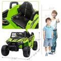 12V Kids Ride On Mini Utv, Electric Car With Front Led Lights And Horn, Single Seat With A Safety Belt, Forward Reverse Function Green Polypropylene