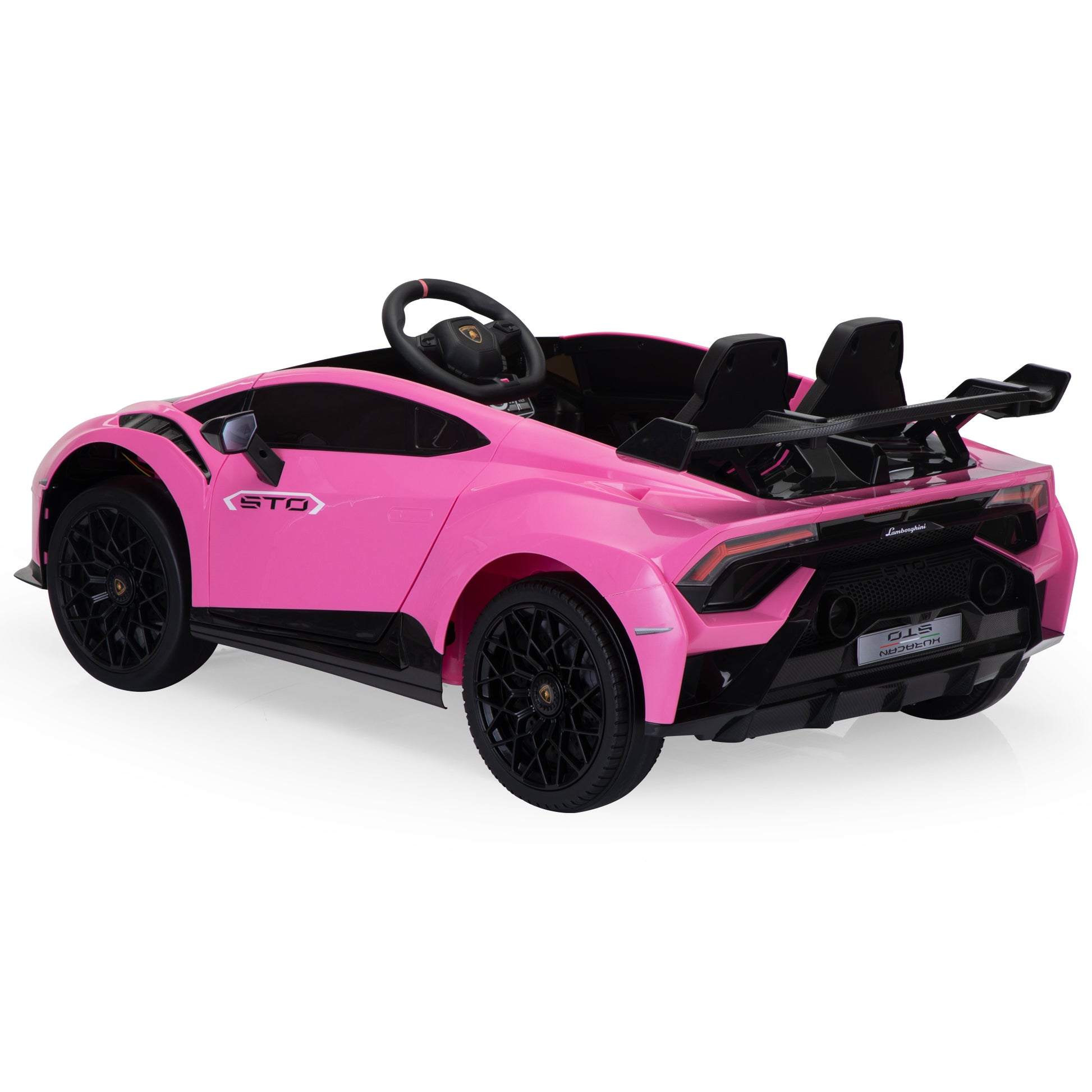 Licensed Lamborghini 24V Kids Electric Car, Battery Powered Sports Car W 2.4G Remote Control, Led Lights, Music, Usb, High Low Speed, Drifting, Gift For Children 3 8 Pink Polypropylene