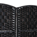 Homcom 6' Tall Wicker Weave 4 Panel Room Divider Privacy Screen Black Black Wood