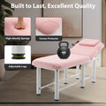 Professioanl Massage Tablebackrest Adjustable, Removable Headrest, Bottom Shelf Storagememory Foam Layer Salon Bed,Pink Pink Pu