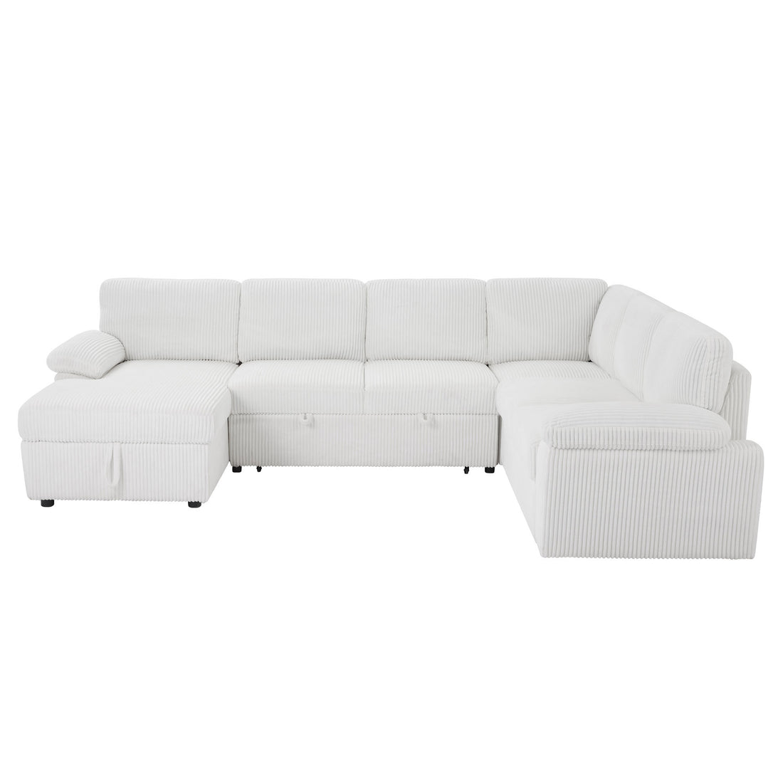 Oversized Modular Storage Sectional Sofa Couch For Home Apartment Office Living Room,Free Combination L U Shaped Corduroy Upholstered Deep Seat Furniture Convertible Sleeper Sofabed Left White Corduroy